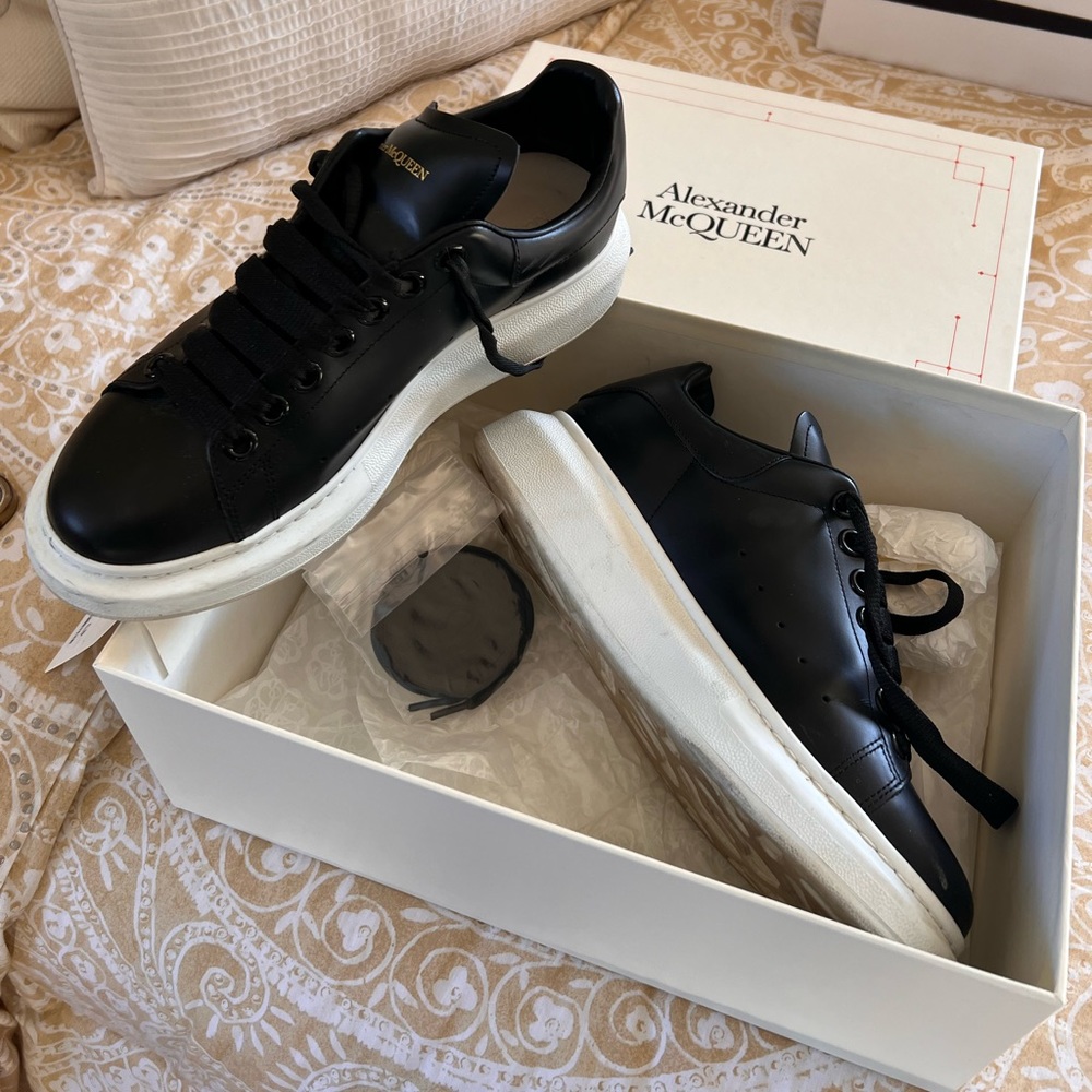 Alexander McQueen Oversized Black Leather Sneakers